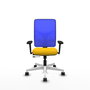PIQUERAS Y CRESPO Silla de oficina Motilla con mecanismo Sincro/Traslack, Amarillo y Azul