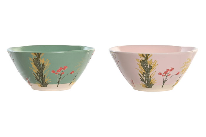 DKD Home Decor Cuencos de Gres Floral Grabado Perfume Loving, Surtido de 2 Colores, 6 Piezas DKD Home Decor Cuencos de Gres Floral Grabado Perfume Loving, Surtido de 2 Colores, 6 Piezas