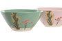 DKD Home Decor Cuencos de Gres Floral Grabado Perfume Loving, Surtido de 2 Colores, 6 Piezas