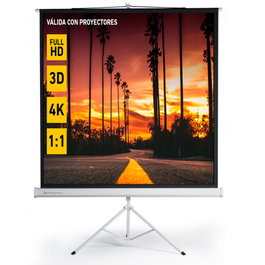 Pantalla manual proyección 112 Pulgadas 2mx2m, tela blanca superesistente