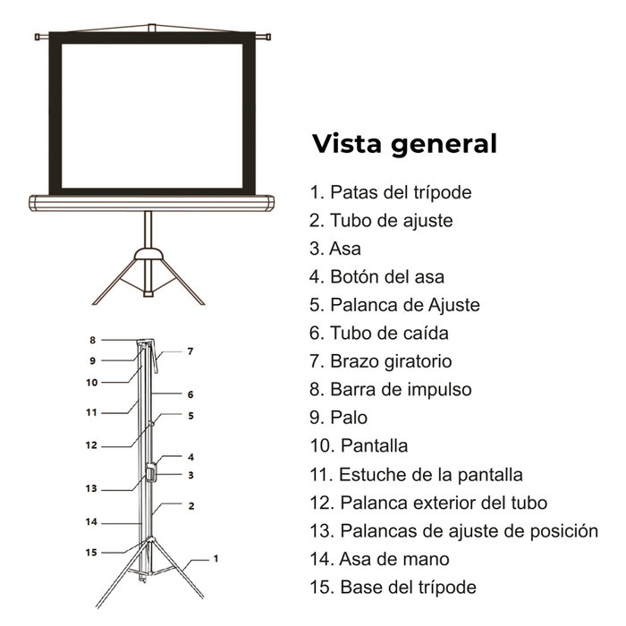 Pantalla manual proyección 112 Pulgadas 2mx2m, tela blanca superesistente