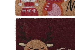 DKD Home Decor Felpudo Navidad Tradicional Rojo Multicolor Fibra Coco PVC 40 x 60 cm (2 Unidades)