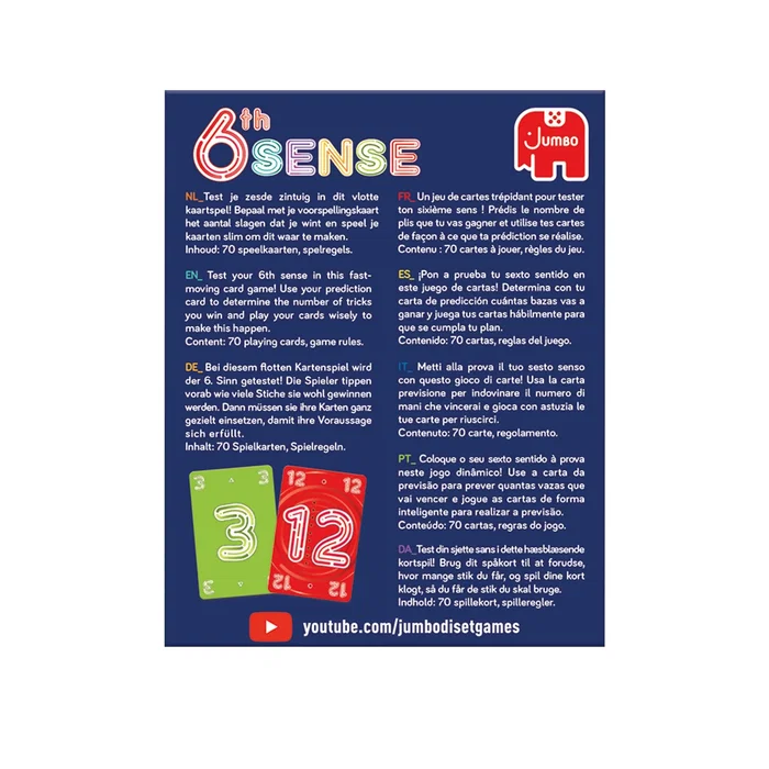 Jumbo 19821 Juego de Mesa 6th Sense - Juego de Cartas Coleccionable, 70 Naipes, para 2-6 Jugadores, a Partir de 10 Años (PEGI 10), Duración 30 Minutos, Multicolor