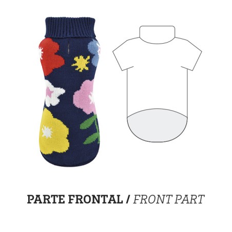 Nayeco Jersey Punto Agata 50 cm para Perro con Estampado de Flores para Paseos Seguros y Cómodos