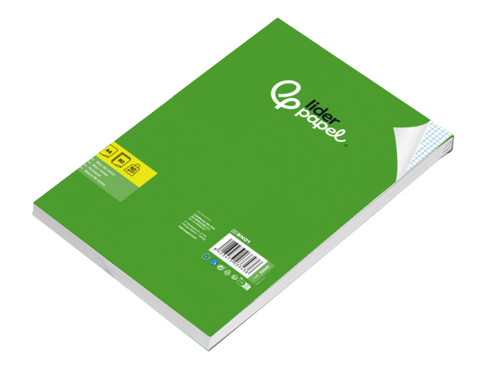 Liderpapel Bloc de Notas A4 Cuadro 4mm 80 Hojas 60g/m2