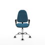 Silla de oficina Algarra con mecanismo Contacto permanente básico tapizada con Tela color Verde petróleo. Equipada con Base cromada, Brazos fijos y Ruedas autofrenantes