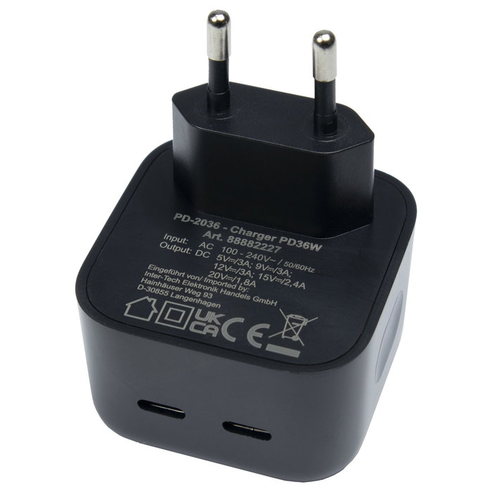 Inter-Tech PD-2036 Cargador USB-C 36W Negro