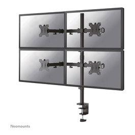 Neomounts FPMA-D550D4BLACK Soporte de Monitor Móvil para 4 Pantallas de 13" a 32" con Pinza o Atornillado, Negro
