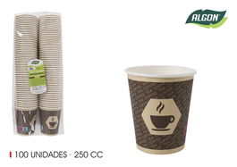 Algon Set 100 Vasos de Cartón para Café 250 cc (10 Unidades)
