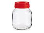 Vivalto Bote de Vidrio con Tapa Roja, 1.7L, Transparente/Rojo, 13.5x17.5x13.5 cm (Set de 6)