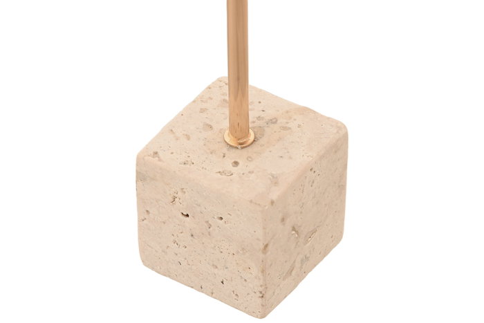 DKD Home Decor Candelabro Dorado Beige Metal y Mármol Travertino Set de 2 4x25x4 cm