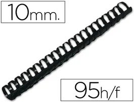 Q-connect Canutillo Redondo 10 mm Plástico Negro Capacidad 95 Hojas Caja 100 Unidades
