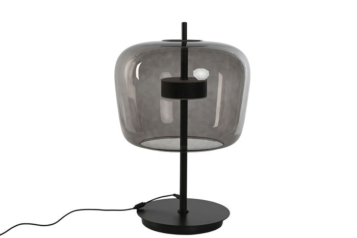 DKD Home Decor Lámpara Sobremesa Negro Cristal y Metal 35 x 58 x 35 cm