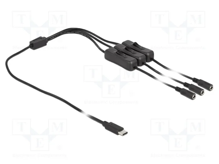 DeLOCK Cable USB Type-C macho a 3 x DC 5.5 x 2.1 mm hembra con interruptor, 1 m DeLOCK Cable USB Type-C macho a 3 x DC 5.5 x 2.1 mm hembra con interruptor, 1 m