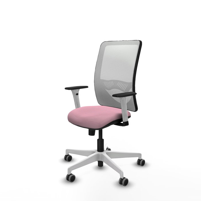 PIQUERAS Y CRESPO Silla de oficina Zulema Rosa y Blanca con Mecanismo Sincro