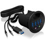 ICY BOX IB-HUB1403A Hub USB 3.0 de sobremesa con 4 puertos Type-A y entrada/salida de audio, Negro