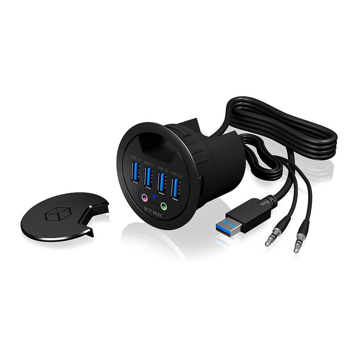ICY BOX IB-HUB1403A Hub de escritorio 4x USB 3.0 Tipo-A con entrada/salida de audio