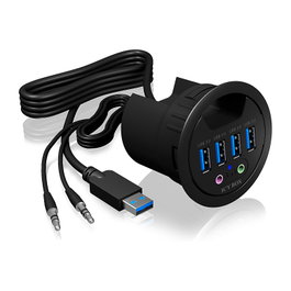 ICY BOX IB-HUB1403A Hub de escritorio 4x USB 3.0 Tipo-A con entrada/salida de audio
