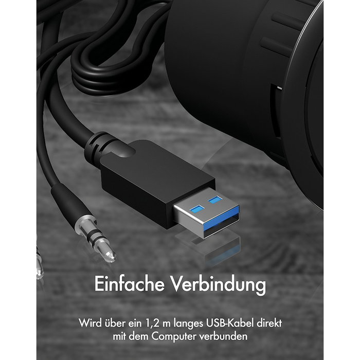 ICY BOX IB-HUB1403A Hub USB 3.0 de sobremesa con 4 puertos Type-A y entrada/salida de audio, Negro