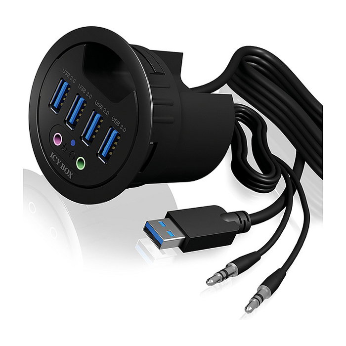 ICY BOX IB-HUB1403A Hub de escritorio 4x USB 3.0 Tipo-A con entrada/salida de audio