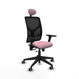 PIQUERAS Y CRESPO Silla de oficina Motilla Rosa y Negro con Brazos 3D