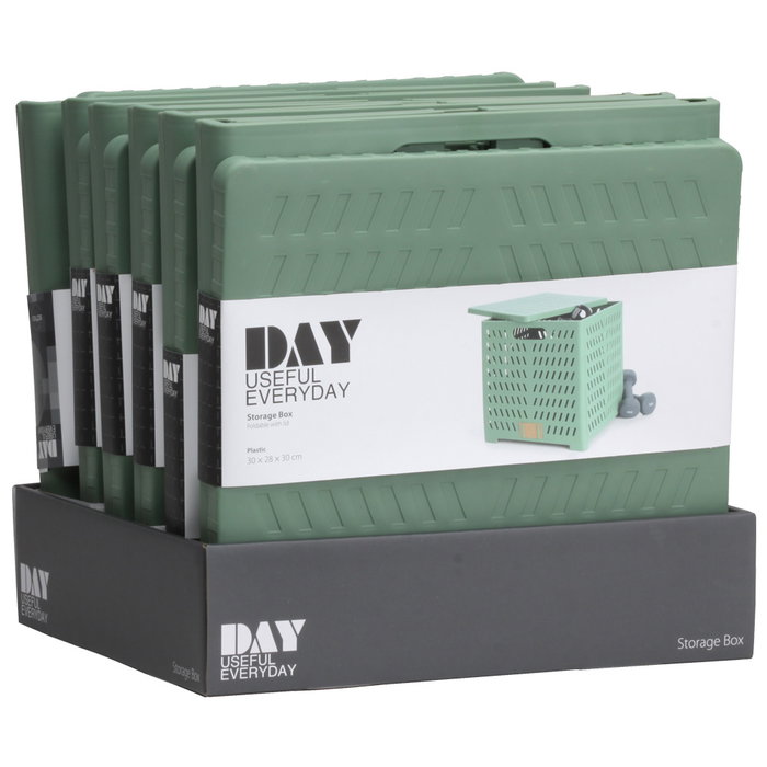 Dill Caja Plegable Tapa Asas Almacenamiento Verde 30x28x30 cm