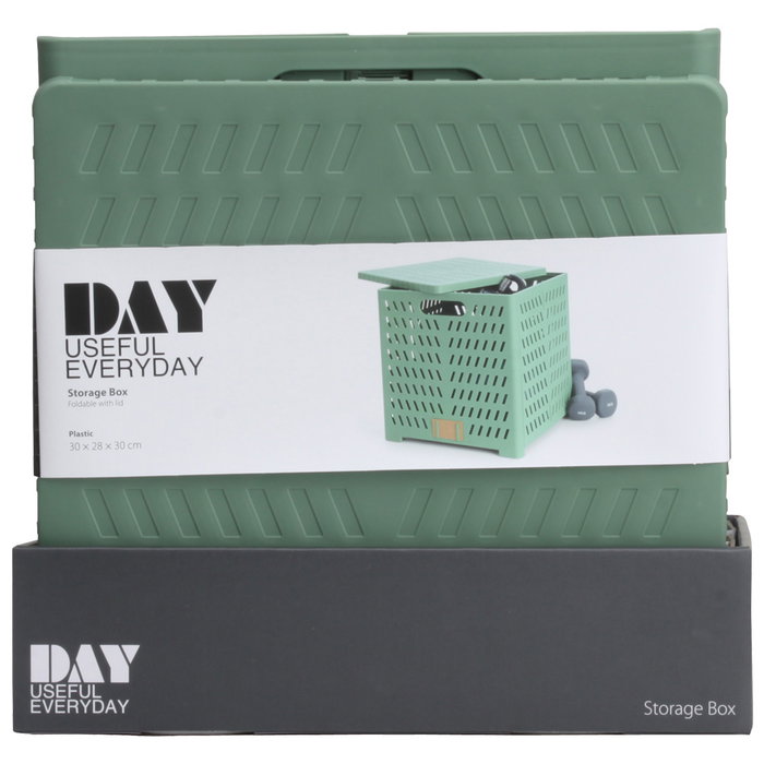 Dill Caja Plegable Tapa Asas Almacenamiento Verde 30x28x30 cm