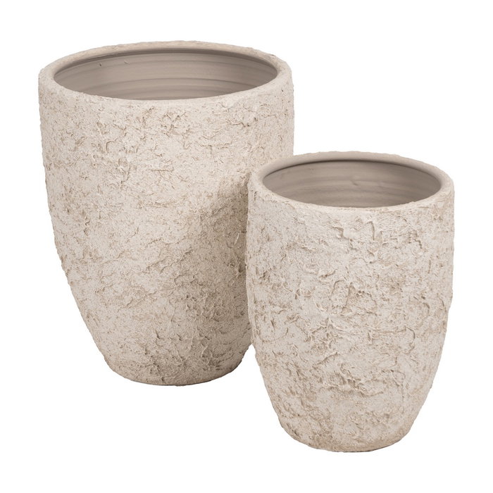 Macetero Blanco Rústico Cerámica 30 X 30 X 40 cm