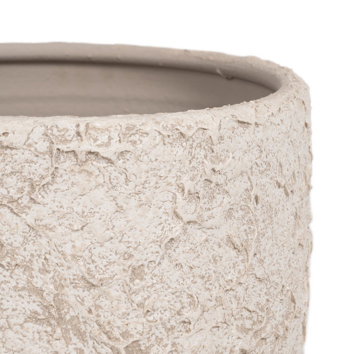 Macetero Blanco Rústico Cerámica 30 X 30 X 40 cm
