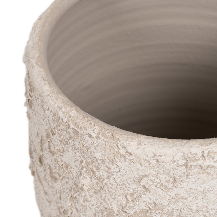 Macetero Blanco Rústico Cerámica 30 X 30 X 40 cm
