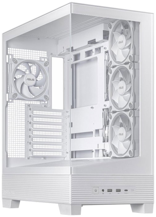 Asus A31 PLUS TG ARGB White - Caja Ordenador Middle Tower con Ventana de Vidrio Templado, ARGB, USB-C, ATX, Negra