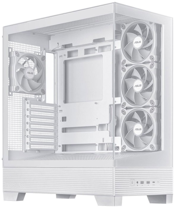 Asus A31 PLUS TG ARGB White - Caja Ordenador Middle Tower con Ventana de Vidrio Templado, ARGB, USB-C, ATX, Negra