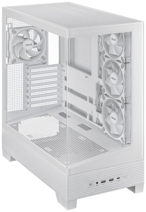 Asus A31 PLUS TG ARGB White - Caja Ordenador Middle Tower con Ventana de Vidrio Templado, ARGB, USB-C, ATX, Negra