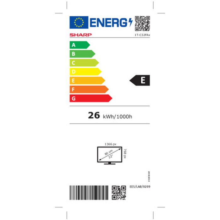 Sharp 32FA2E Televisor 32 pulgadas HD Negro