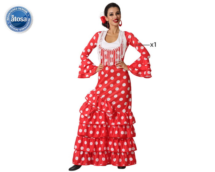 atosa Disfraz Flamenca Rojo con Flecos Adulto atosa Disfraz Flamenca Rojo con Flecos Adulto