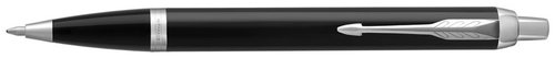 Parker IM Bolígrafo Negro con Adornos Cromados, Punta Media, Tinta Azul Parker IM Bolígrafo Negro con Adornos Cromados, Punta Media, Tinta Azul