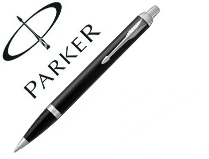 Parker IM Bolígrafo Negro con Adornos Cromados, Punta Media, Tinta Azul Parker IM Bolígrafo Negro con Adornos Cromados, Punta Media, Tinta Azul