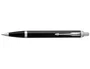 Parker IM Bolígrafo Negro con Adornos Cromados, Punta Media, Tinta Azul