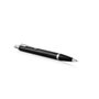 Parker IM Bolígrafo Negro con Adornos Cromados, Punta Media, Tinta Azul