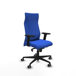 PIQUERAS Y CRESPO Sillón Albacete con Mecanismo Sincro, Tela Azul, Brazos 2D