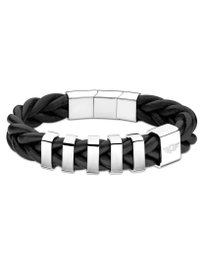 Police Pulsera de Cuero Negra para Hombre PEAGB2211521