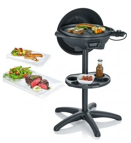 Severin Barbacoa eléctrica con patas PG8541, 2000 W, Ø 41 cm, Negro mate
