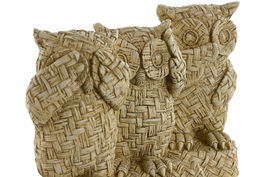 DKD Home Decor Figura Buho Beige Resina 6 x 12 x 7 cm (6 Unidades)