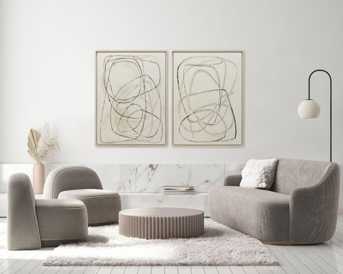 DKD Home Decor Cuadro Lienzo Abstracto Beige Pack de 2