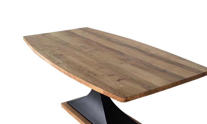 Giner y Colomer - Mesa de Comedor 200 cm, Rectangular con Lados Arqueados, en Madera de Mango o Acacia y Patas de Metal, Color Natural y Negro, Requiere Montaje