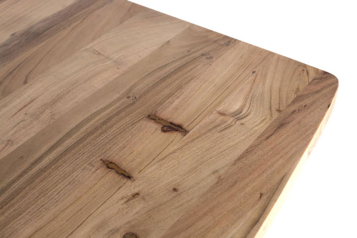 Giner y Colomer - Mesa de Comedor 200 cm, Rectangular con Lados Arqueados, en Madera de Mango o Acacia y Patas de Metal, Color Natural y Negro, Requiere Montaje