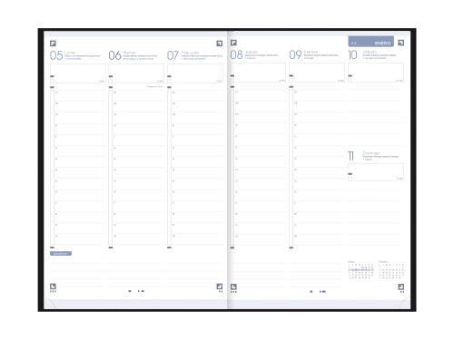 Oxford Agenda Anual Minimal Cosida A5 128H Sv Negro 2026