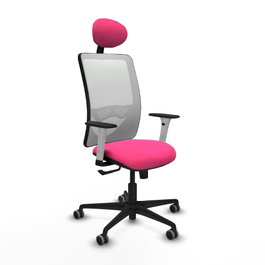 PIQUERAS Y CRESPO Silla de oficina Zulema Rosa y Blanca con mecanismo Sincro