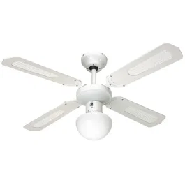 Farelek Bali Ø 107 cm - Ventilador de Techo Reversible, 4 Palas Blancas, Bastones Blancos con Iluminación - 112420
