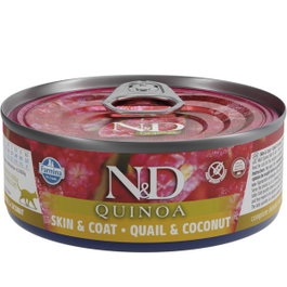 N&D Cat Quinoa Skin & Coat Codorniz Adulto Lata 80g (Pack 24 unidades)​
